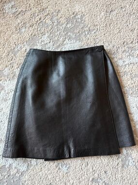 Vintage Black Real Leather Mini Skirt